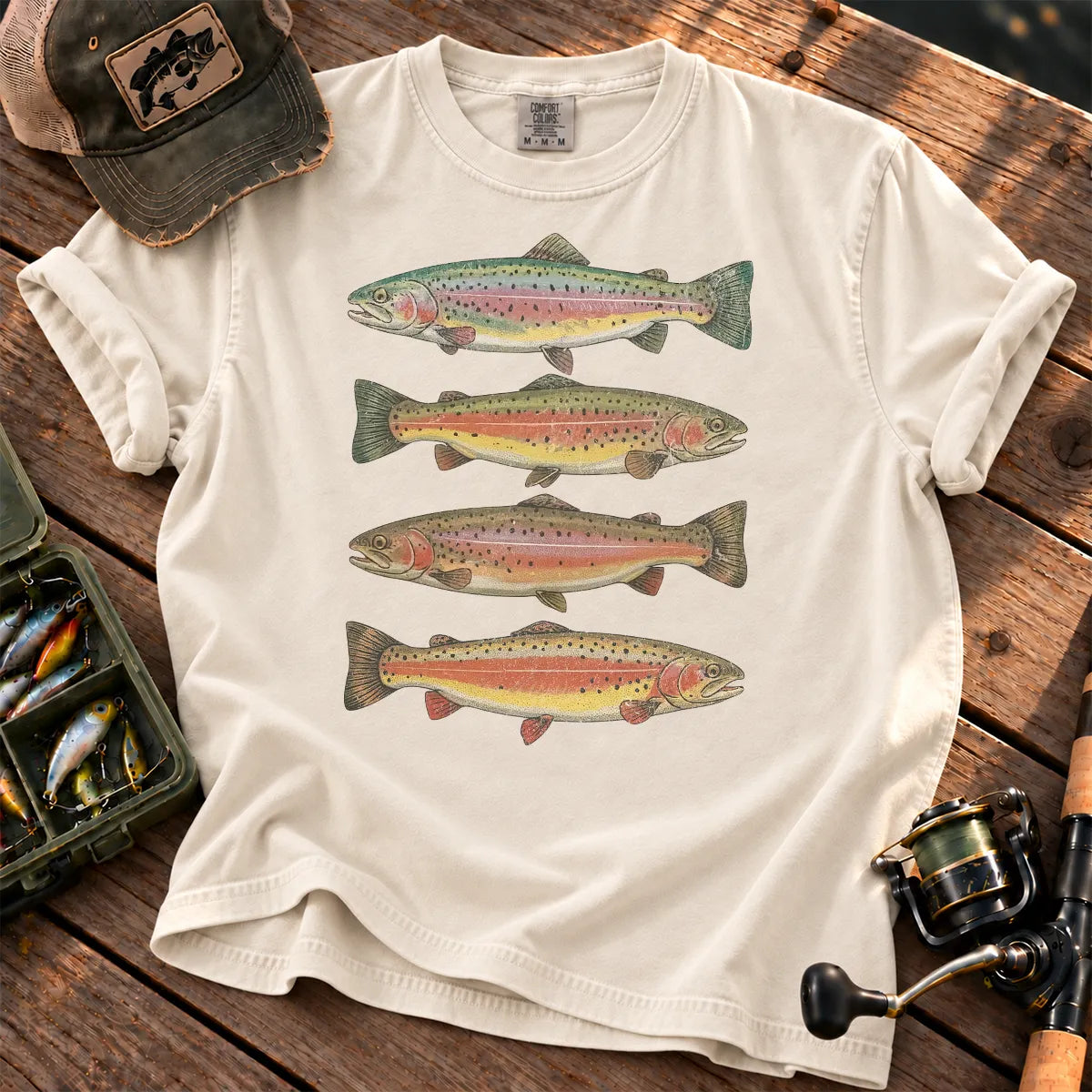 Rainbow Trout Row T-Shirt in Ivory