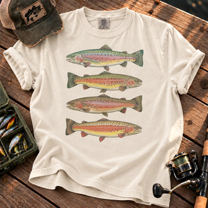 Rainbow Trout Row T-Shirt in Ivory