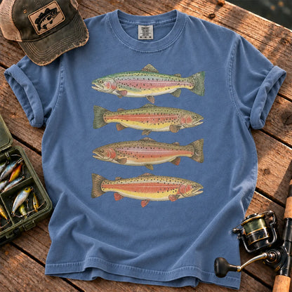 Rainbow Trout Row T-Shirt in Blue Jean