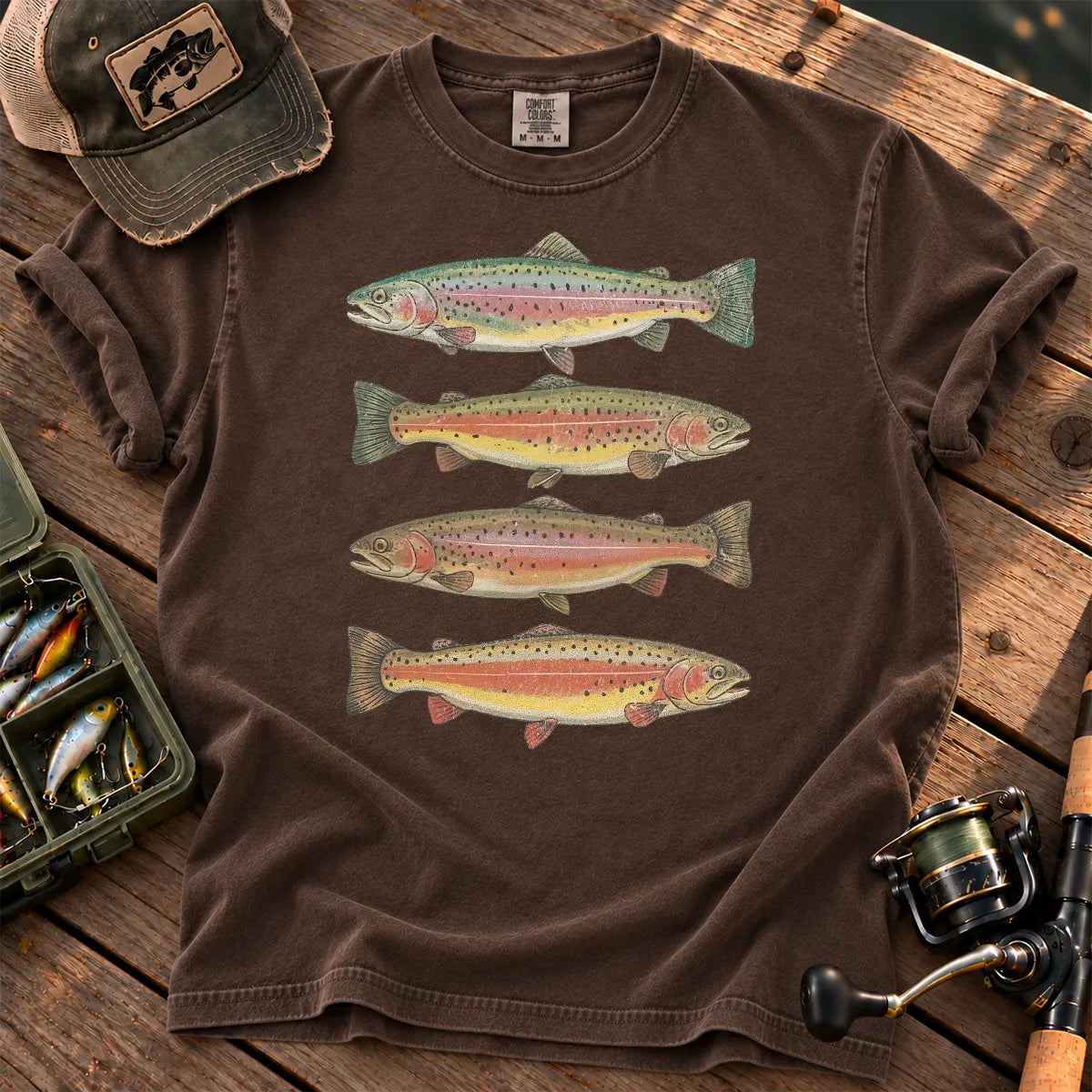 Rainbow Trout Row T-Shirt in Espresso