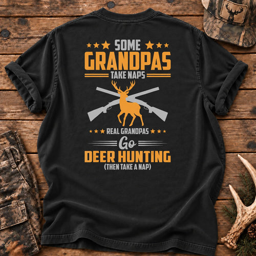 Real Grandpas Go Deer Hunting T-Shirt in Black