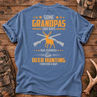 Real Grandpas Go Deer Hunting T-Shirt in Blue Jean