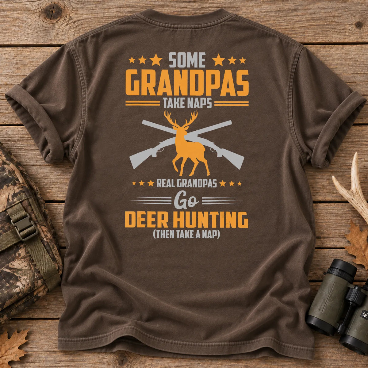 Real Grandpas Go Deer Hunting T-Shirt in Espresso