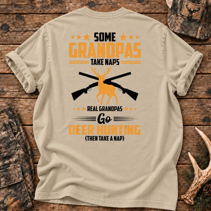 Real Grandpas Go Deer Hunting T-Shirt Sandstone - Back