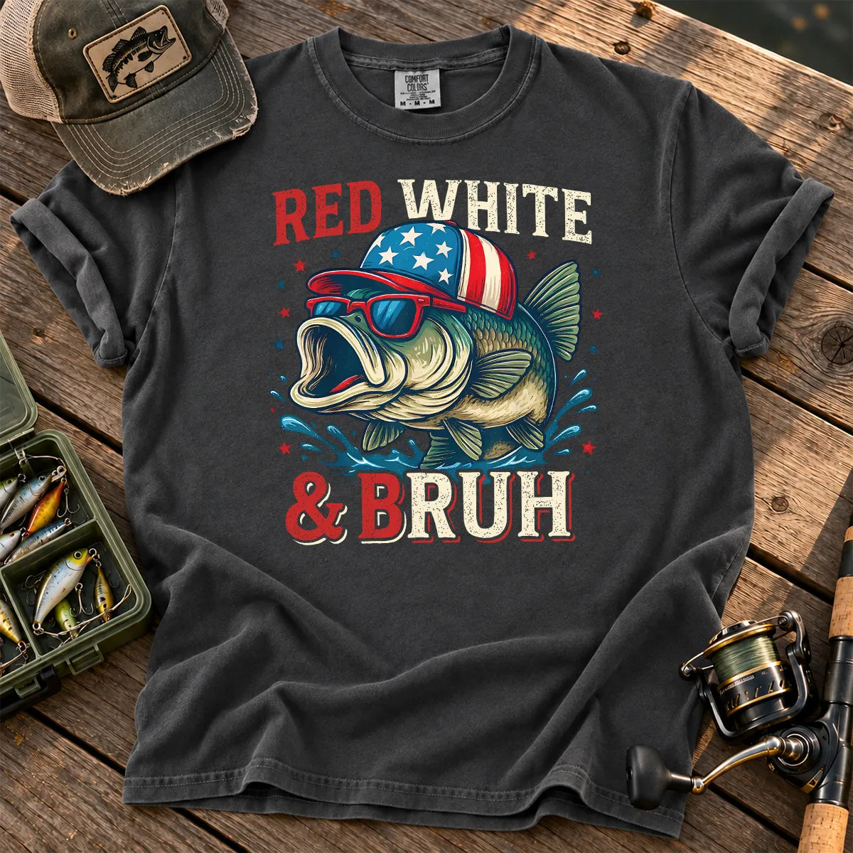 Red White and Bruh Bass T-Shirt in Pepper