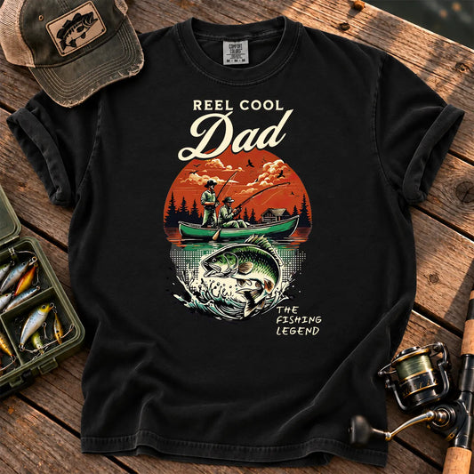 Reel Cool Dad Fishing Legend T-Shirt in Black