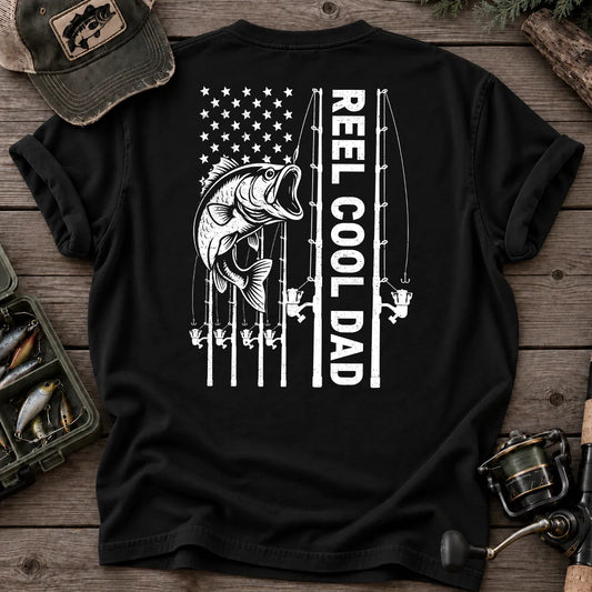 Reel Cool Dad Fishing T-Shirt in Black
