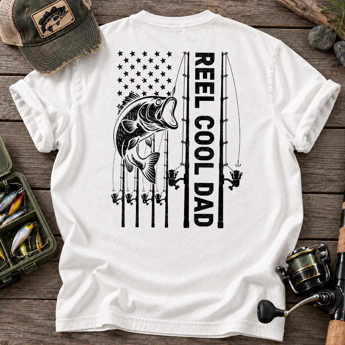 Reel Cool Dad Fishing T-Shirt in White