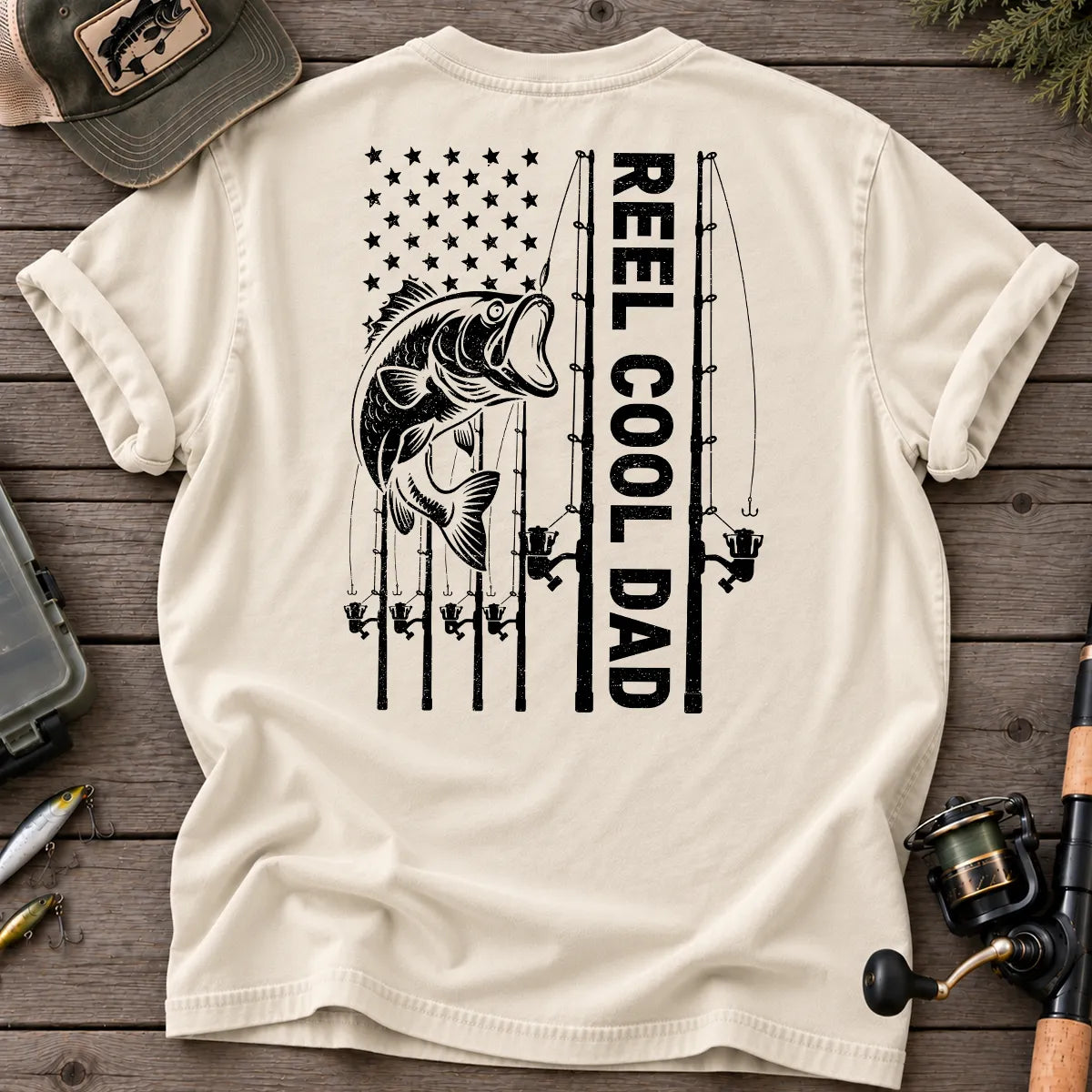 Reel Cool Dad Fishing T-Shirt in Ivory