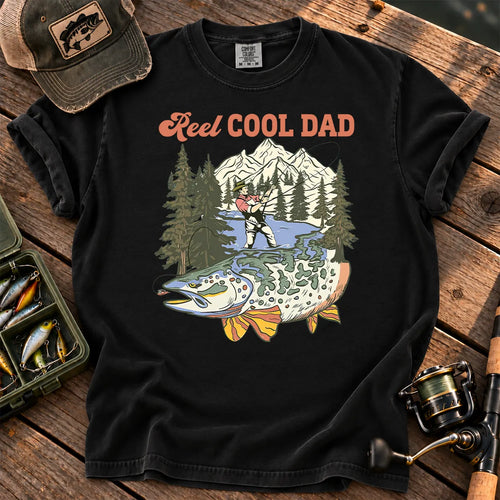 Reel Cool Dad Mountain T-Shirt in Black