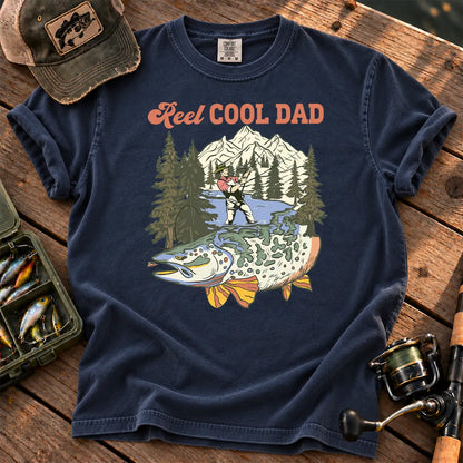 Reel Cool Dad Mountain T-Shirt in True Navy