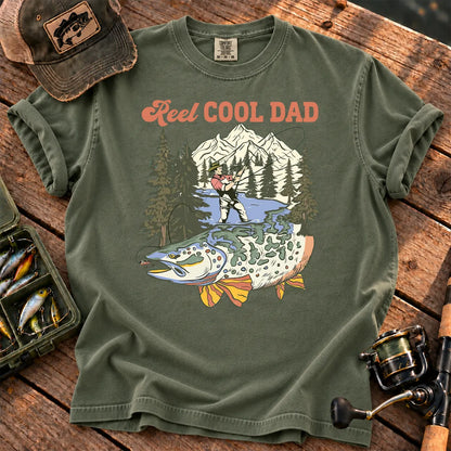Reel Cool Dad Mountain T-Shirt in Moss