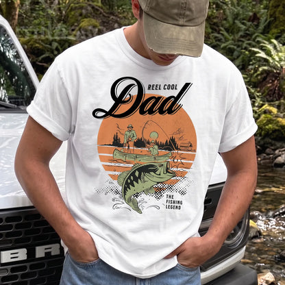 Reel Cool Dad Sunset T-Shirt Men model in White
