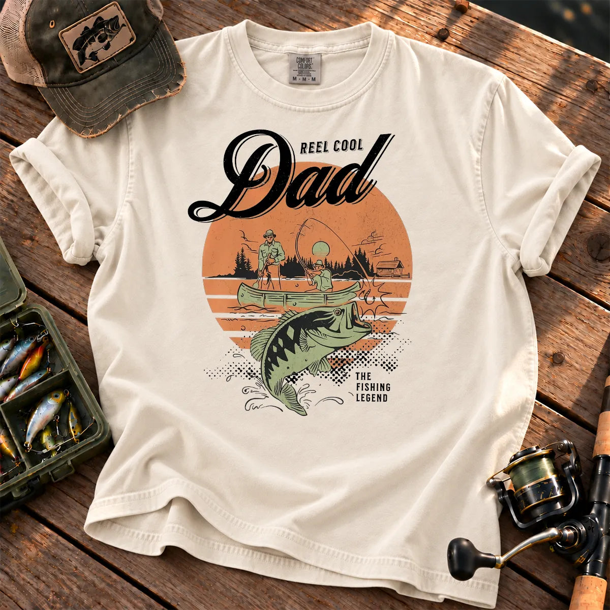 Reel Cool Dad Sunset T-Shirt in Ivory