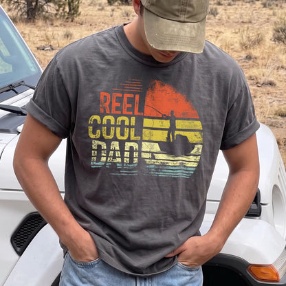 Reel Cool Dad T-Shirt Men model in Pepper