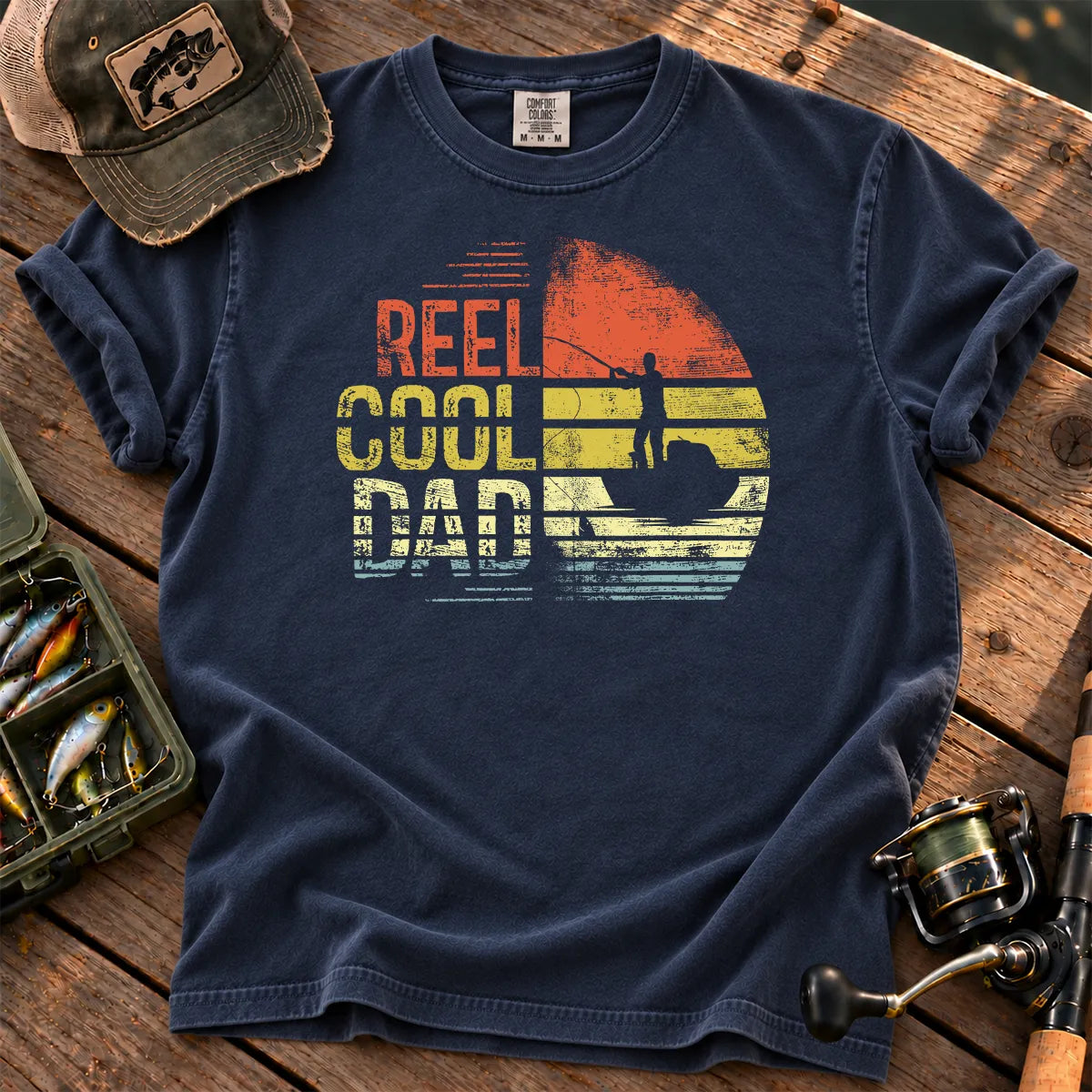 Reel Cool Dad T-Shirt in True Navy