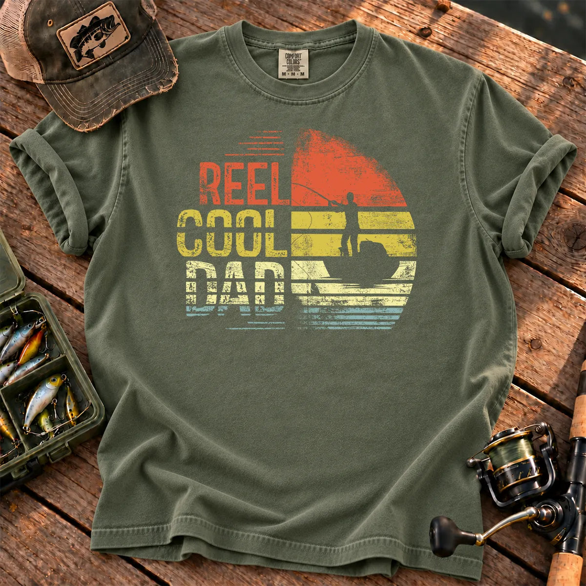 Reel Cool Dad T-Shirt in Moss