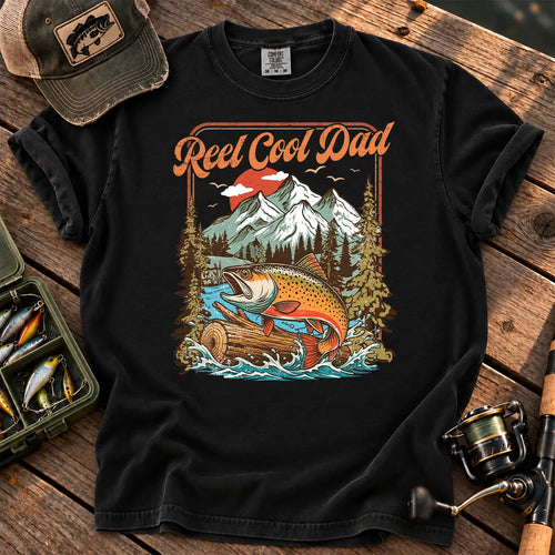 Reel Cool Dad Trout T-Shirt in Black