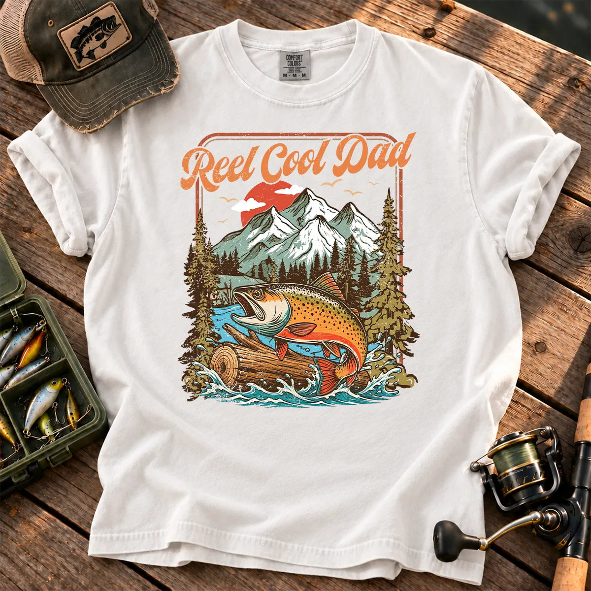 Reel Cool Dad Trout T-Shirt in White