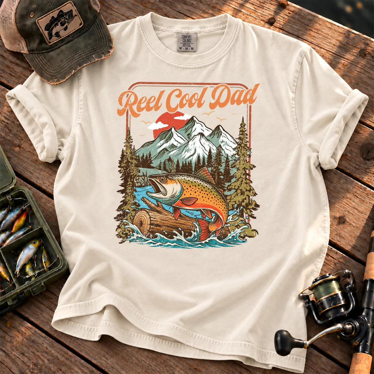 Reel Cool Dad Trout T-Shirt in Ivory