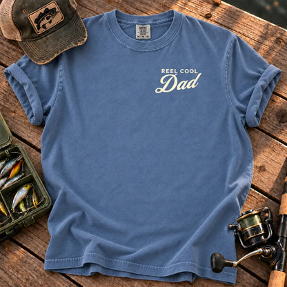 Reel Cool Dad White Chest T-Shirt in Blue Jean