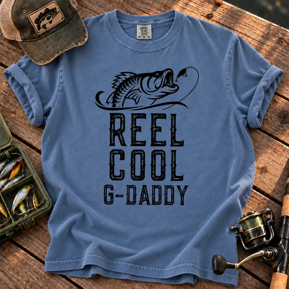 Reel Cool G-Daddy Fishing T-Shirt in Blue Jean