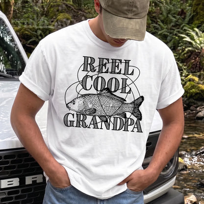Reel Cool Grandpa Outline T-Shirt Men model in White