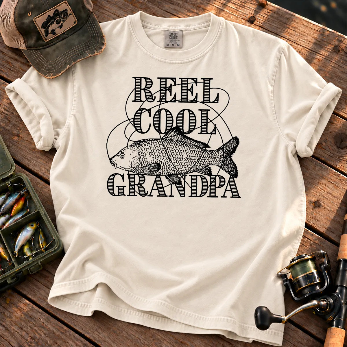 Reel Cool Grandpa Outline T-Shirt in Ivory