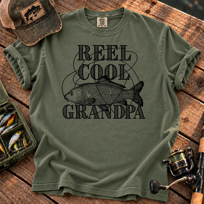 Reel Cool Grandpa Outline T-Shirt in Moss