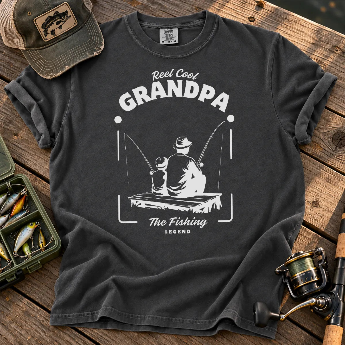 Reel Cool Grandpa T-Shirt in Pepper