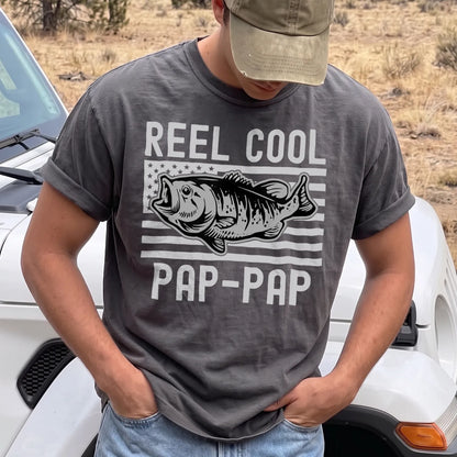 Reel Cool Pap-Pap T-Shirt Men model in Pepper