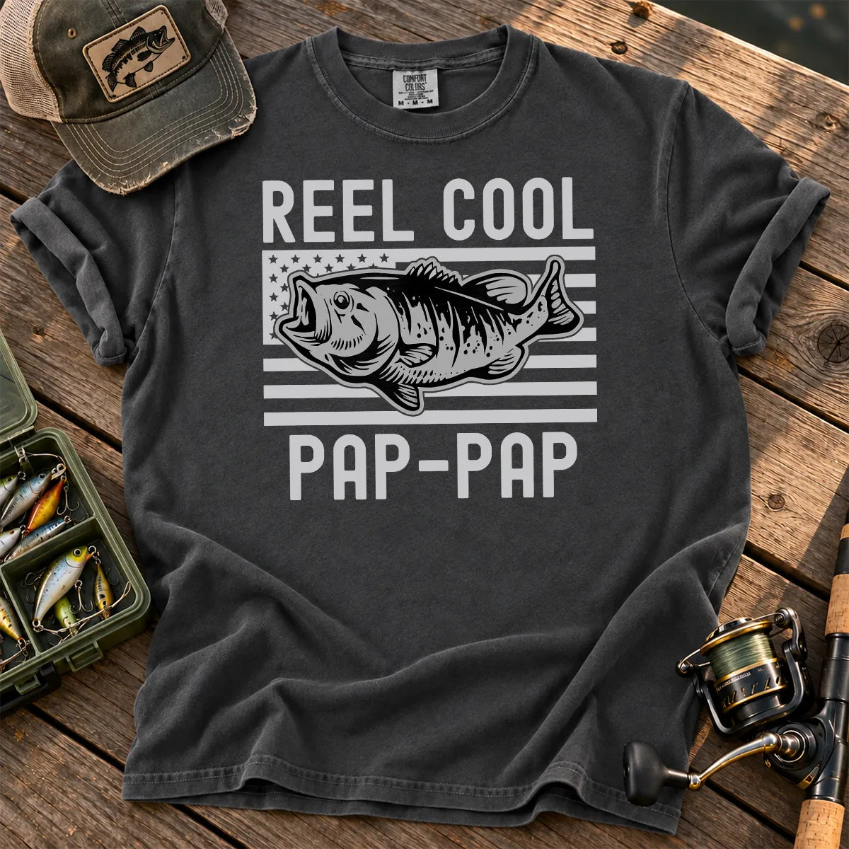 Reel Cool Pap-Pap T-Shirt in Pepper