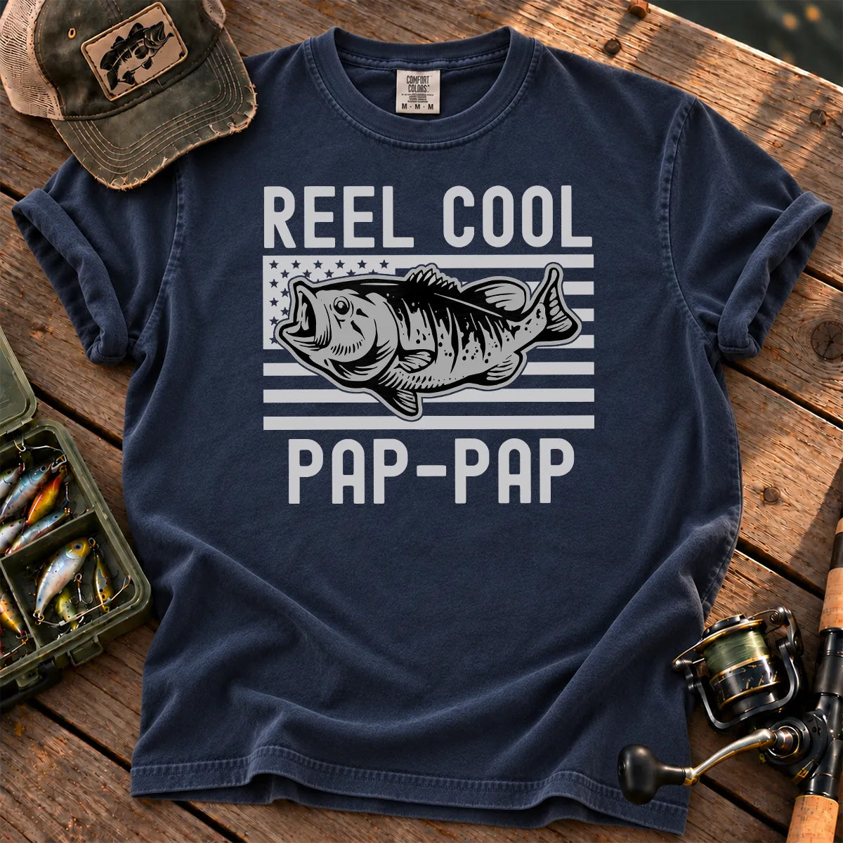 Reel Cool Pap-Pap T-Shirt in True Navy