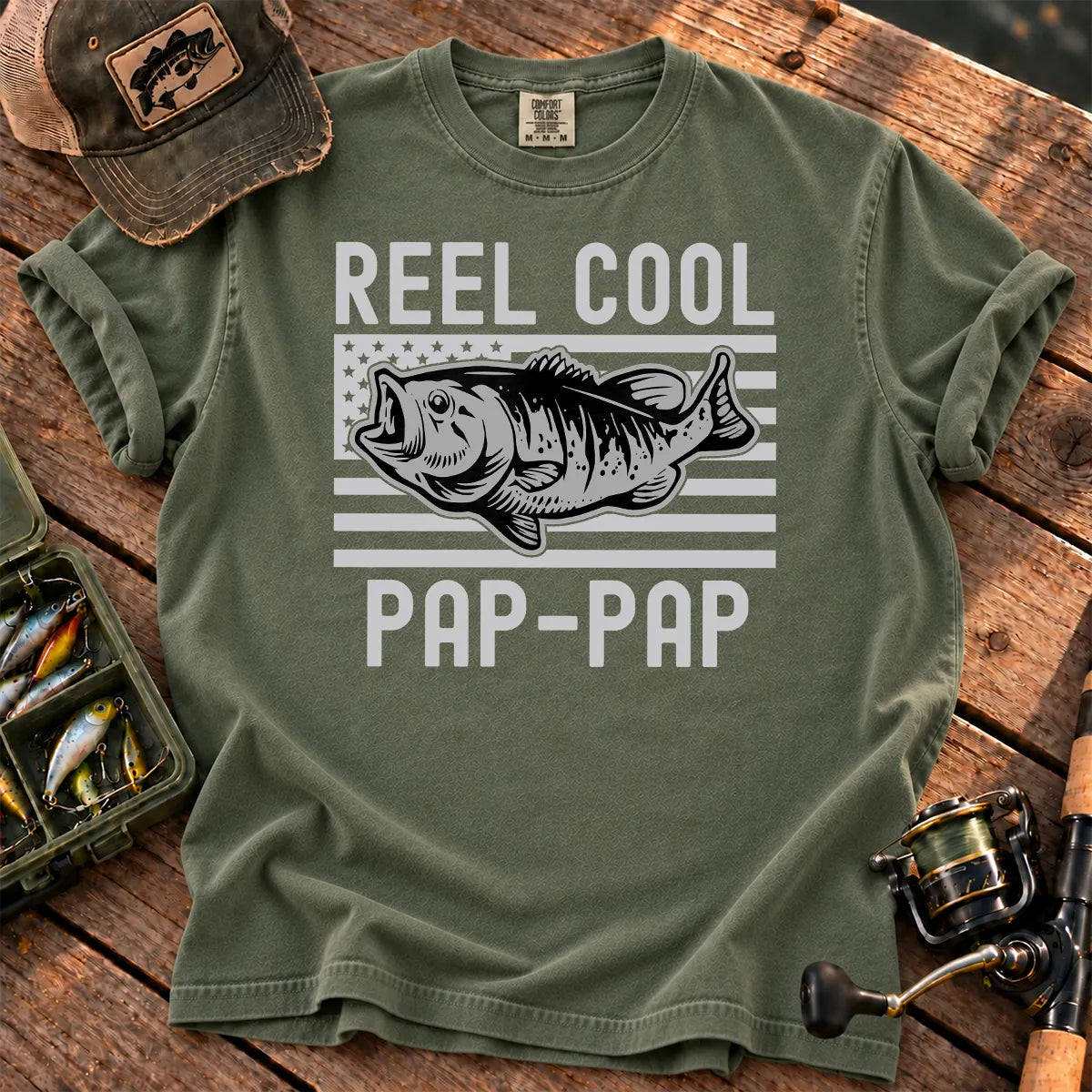 Reel Cool Pap-Pap T-Shirt in Moss