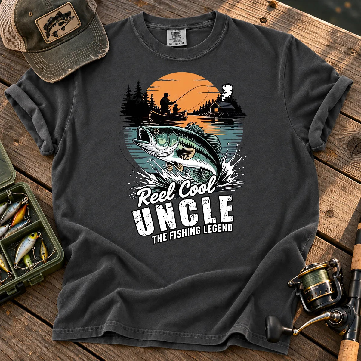Reel Cool Uncle T-Shirt in Pepper