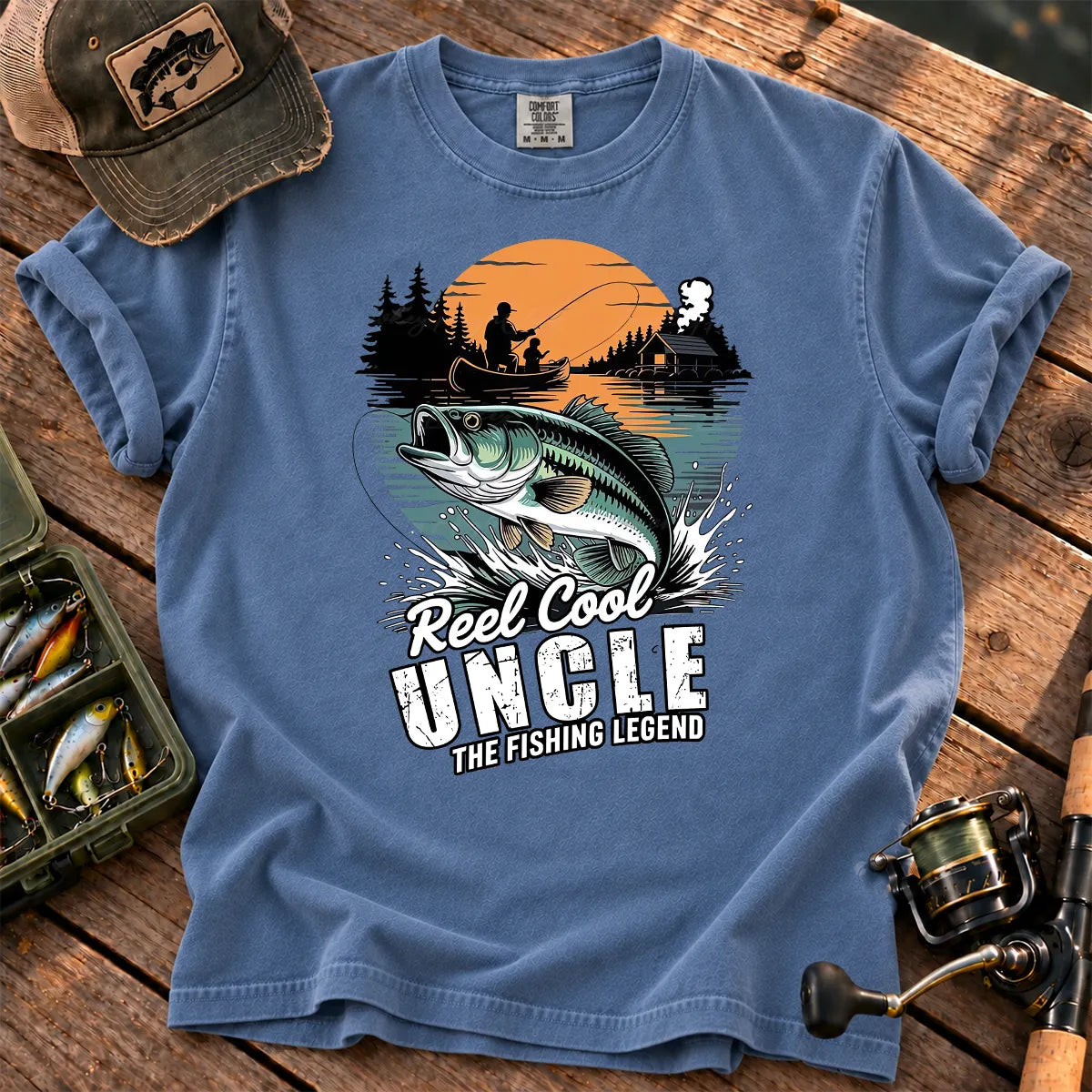 Reel Cool Uncle T-Shirt in Blue Jean