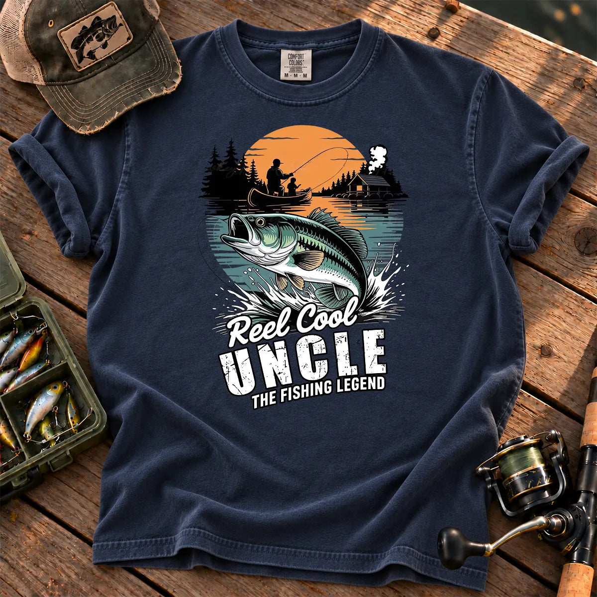 Reel Cool Uncle T-Shirt in True Navy