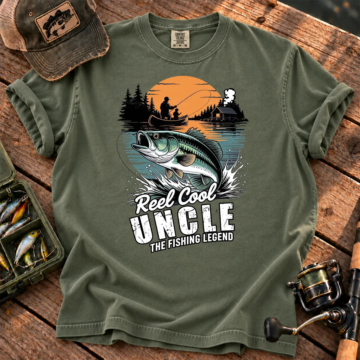 Reel Cool Uncle T-Shirt in Moss