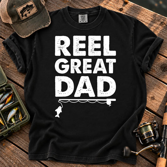 Reel Great Dad Fishing T-Shirt in Black