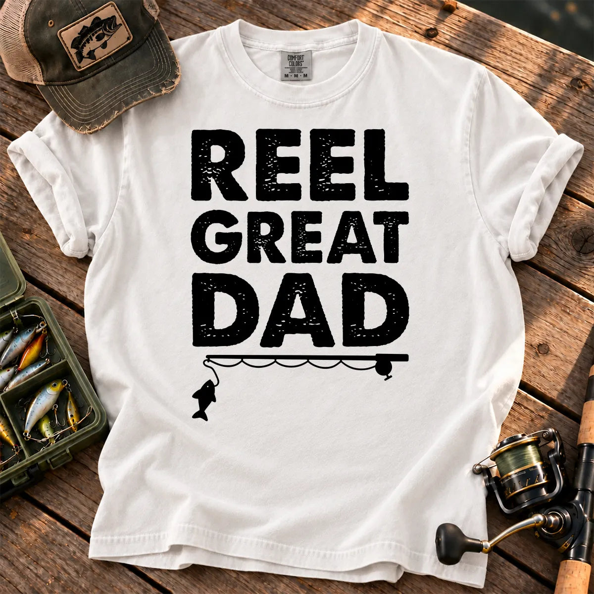 Reel Great Dad Fishing T-Shirt in White