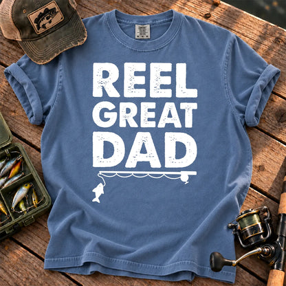 Reel Great Dad Fishing T-Shirt in Blue Jean