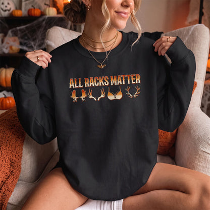 Retro All Racks Matter Sweatshirt Women model in Black
