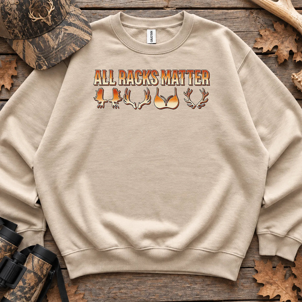 Retro All Racks Matter Sweatshirt in Sand