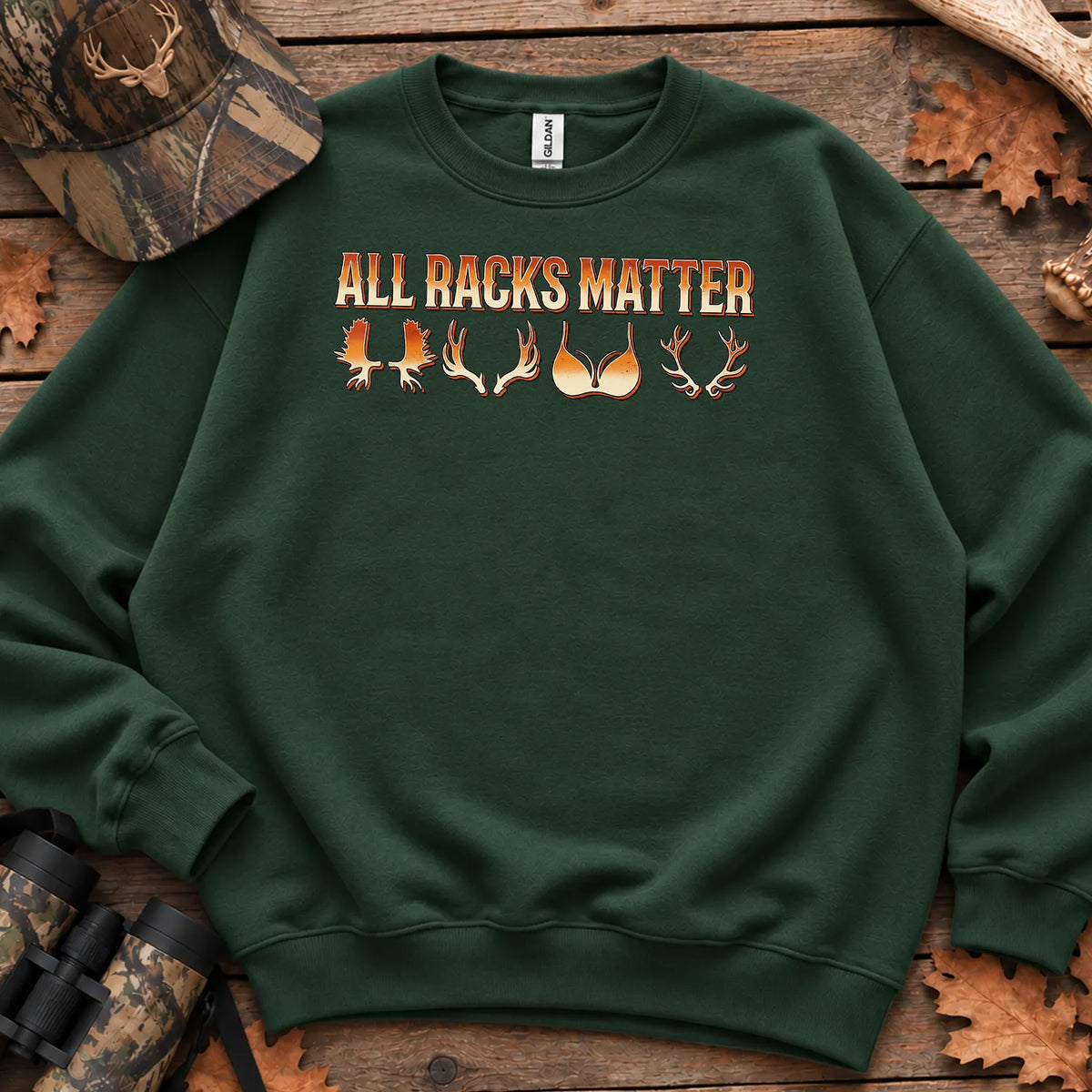 Retro All Racks Matter Sweatshirt in Forest Green