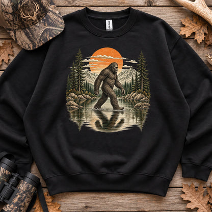 Retro Bigfoot Forest Sweatshirt in Black