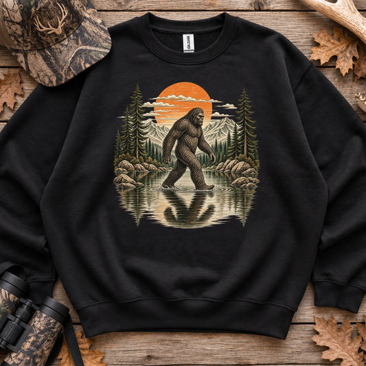 Retro Bigfoot Forest Sweatshirt in Black