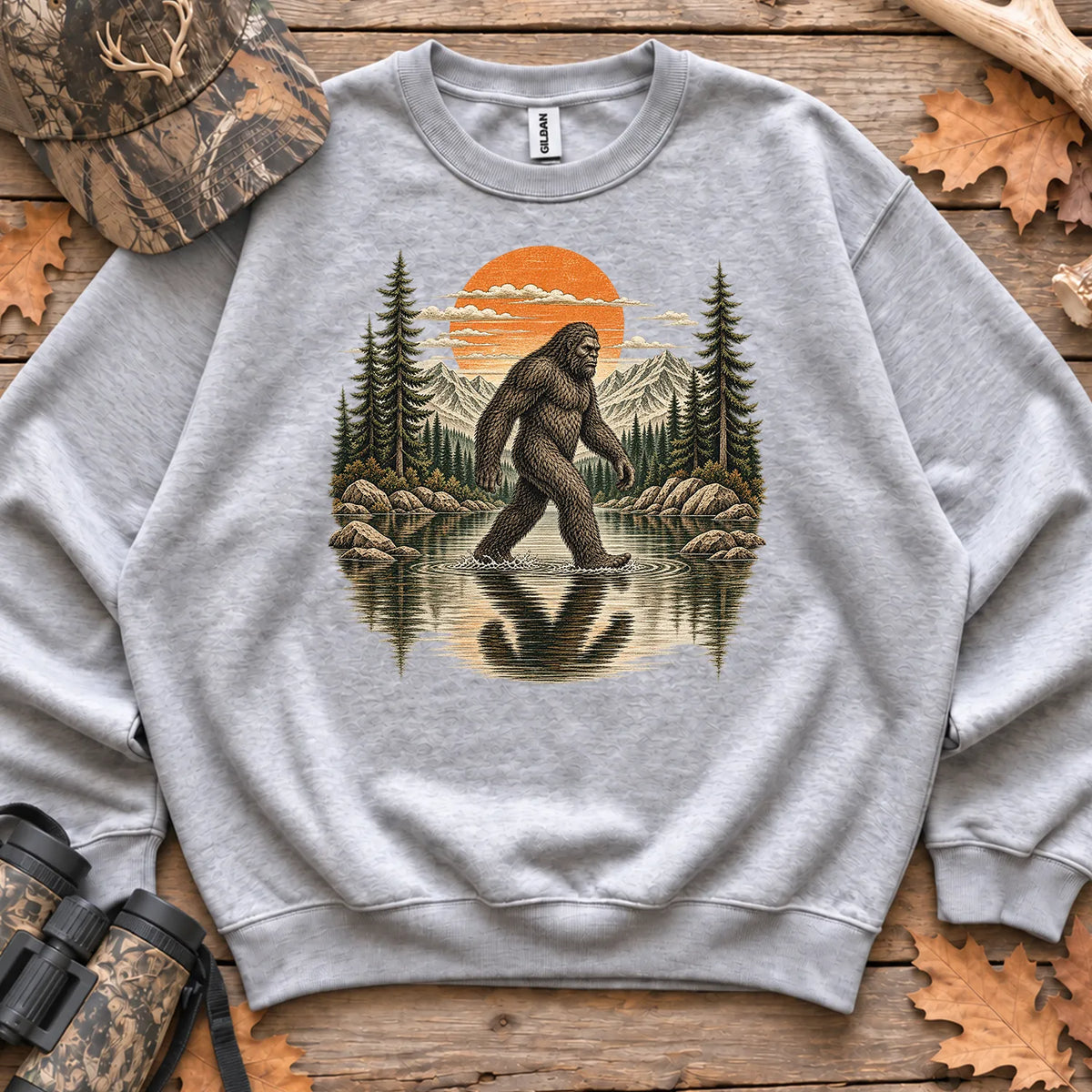 Retro Bigfoot Forest Sweatshirt in Sport Grey