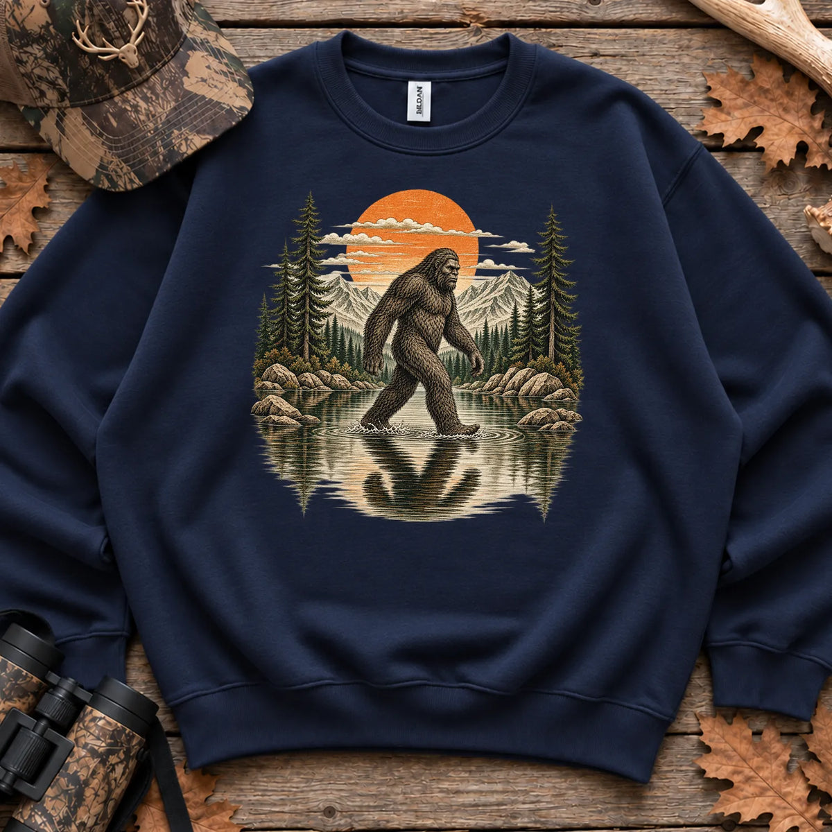 Retro Bigfoot Forest Sweatshirt in Navy