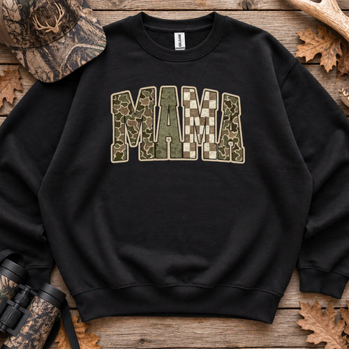 Retro Camo Hunting Mama Sweatshirt in Black
