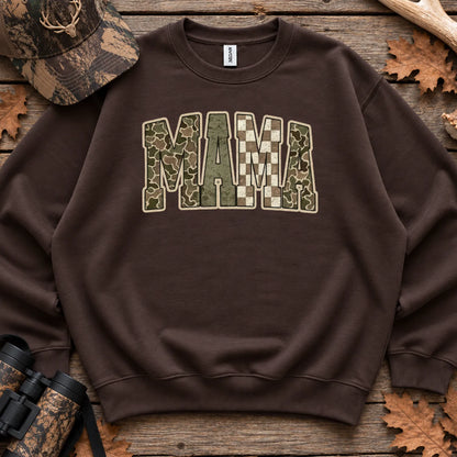 Retro Camo Hunting Mama Sweatshirt in Dark Chocolate